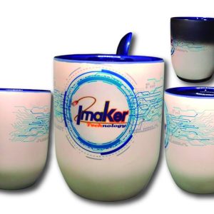 TAZA MAGICA CON FONDO Y CUCHARA DE COLOR